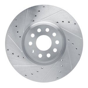 Volkswagen Terramont Brake Rotor (1) - Front Left - R1 Concepts - Drilled & Slotted - Silver - `18-`25
